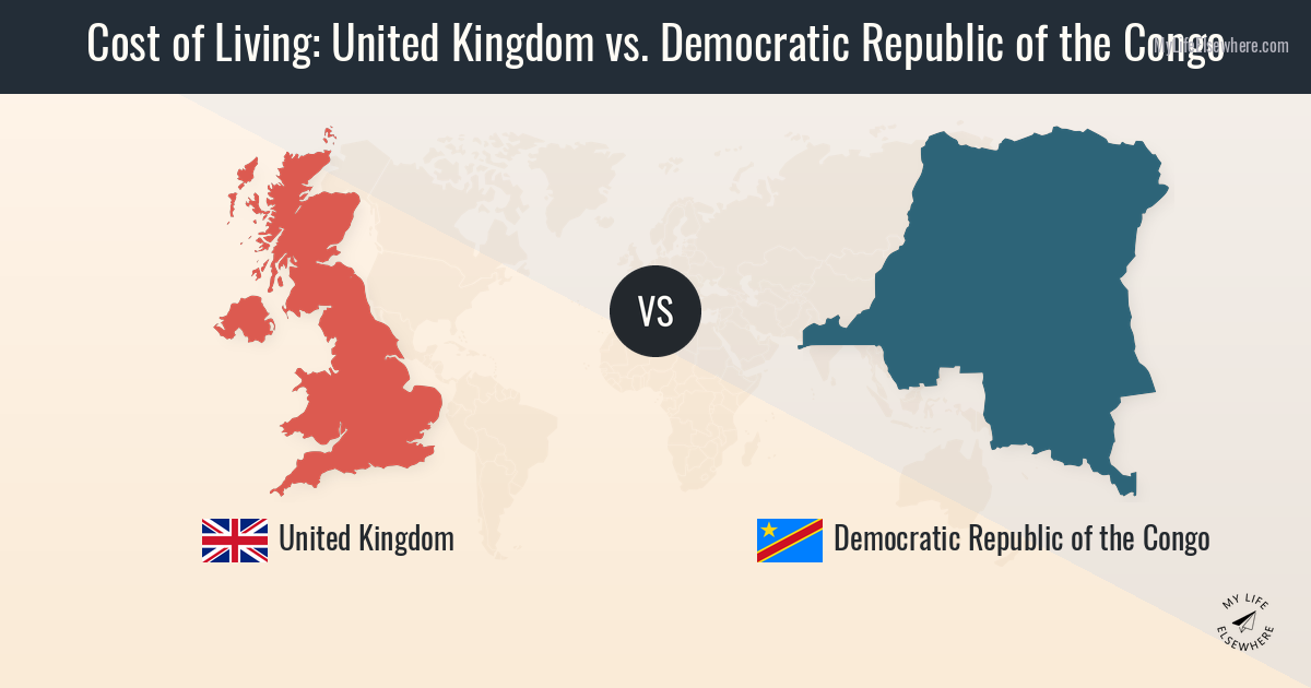 Cost of living in United Kingdom compared to Democratic Republic of the ...