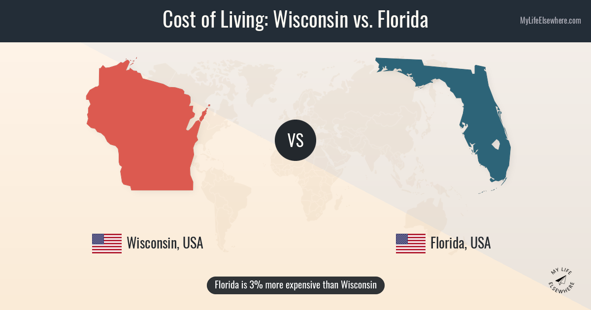 Wisconsin Fl Cost of living in Wisconsin (US) compared to Florida (US)