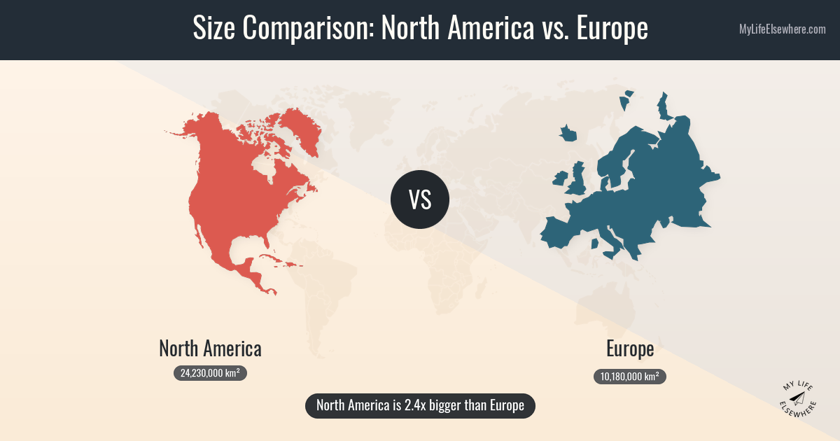Size of North America compared to Europe