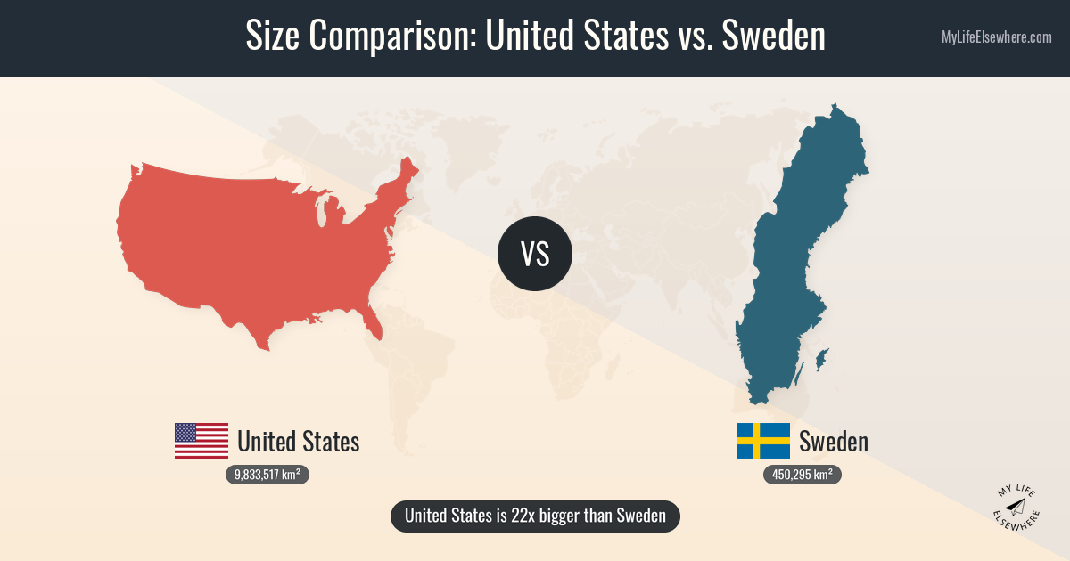 Size of United States compared to Sweden