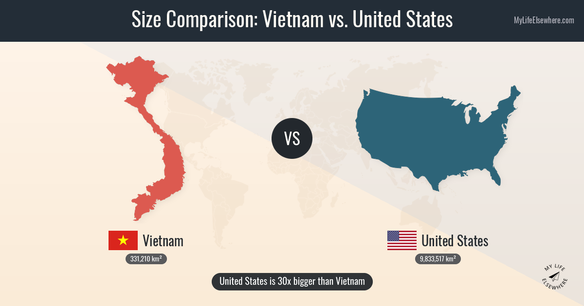 How Big Is Vietnam Compared To The Us
