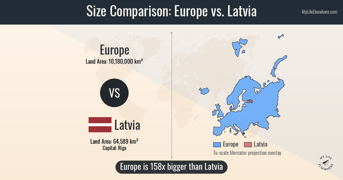 Size of Europe compared to Latvia