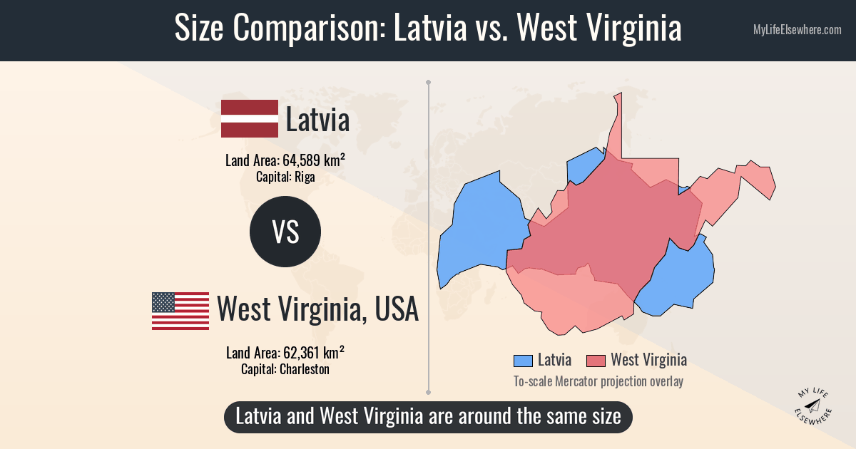Size of Latvia compared to West Virginia