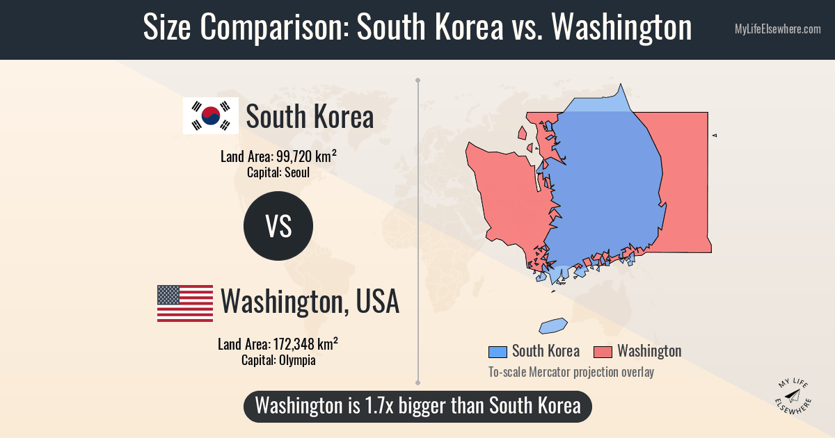South Korea Size Compared To Us State